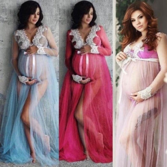 Rouge! Other - Maternity Photoshoot Lace on Mesh Gown Robe